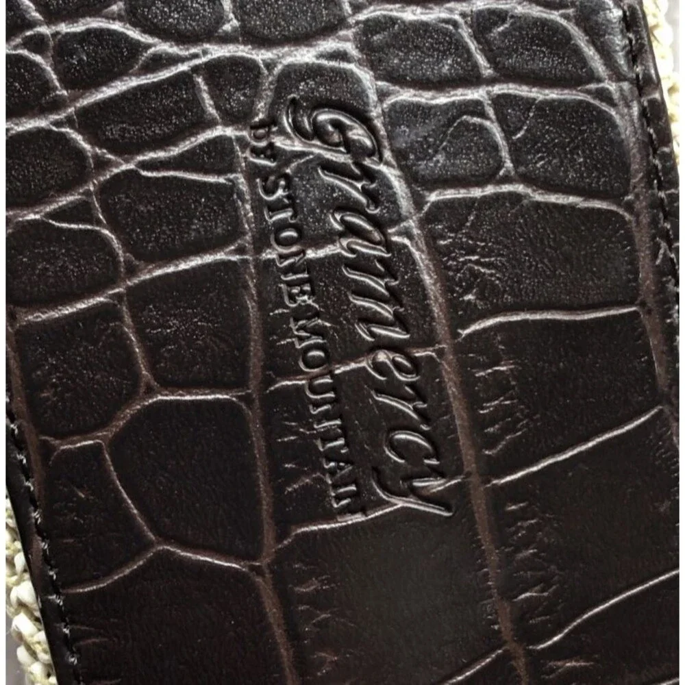 Gramercy by Stone Mountain Cosmetic Bag Knit Cream Brown Faux Crocodile